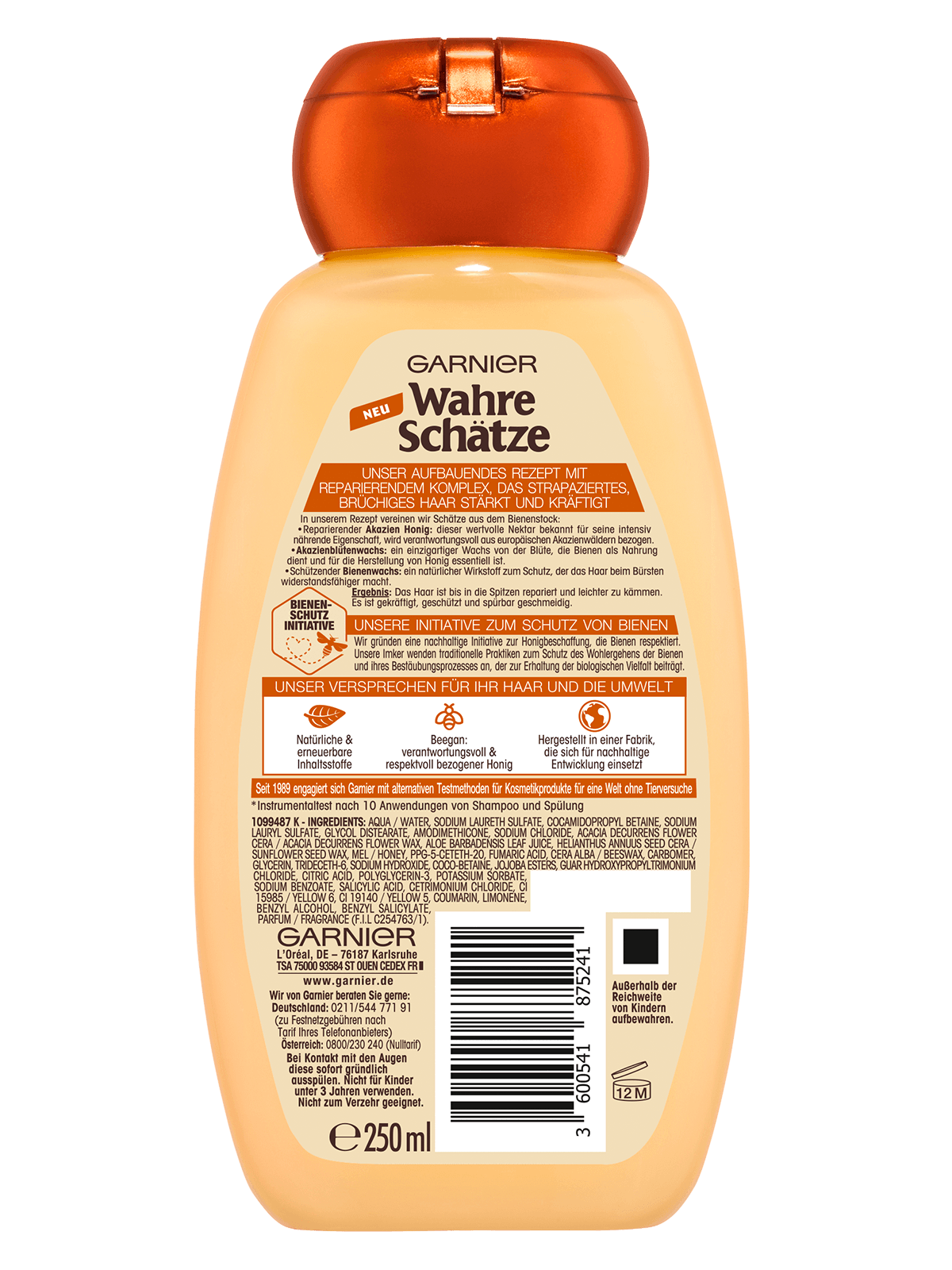 Rückseite Garnier Wahre Schätze Honig Schätze Shampoo